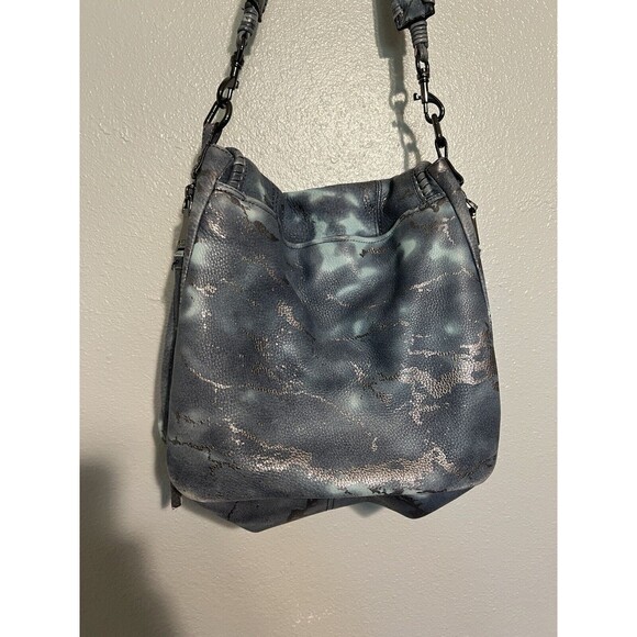 Aimee Kestenberg Braided Strap Gray Silver Metallic Teal Shoulder Bag - Picture 4 of 9